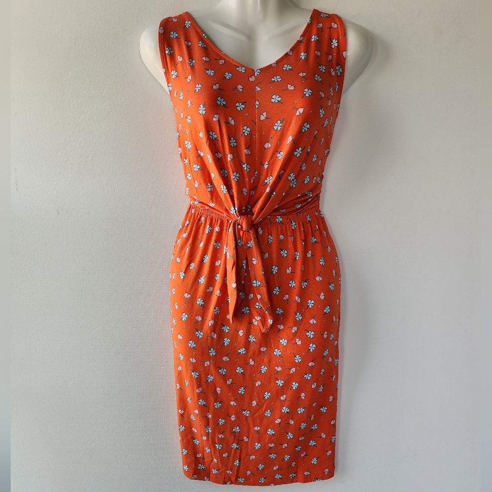 A.N.A. Orange Ditsy Floral Sleeveless Dress Size M